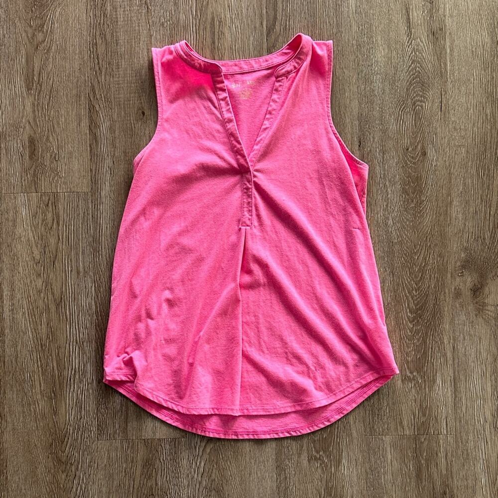 Lilly Pulitzer Raisa Sleeveless Tank Top Bright Pink XS Preppy Loose V-Neck